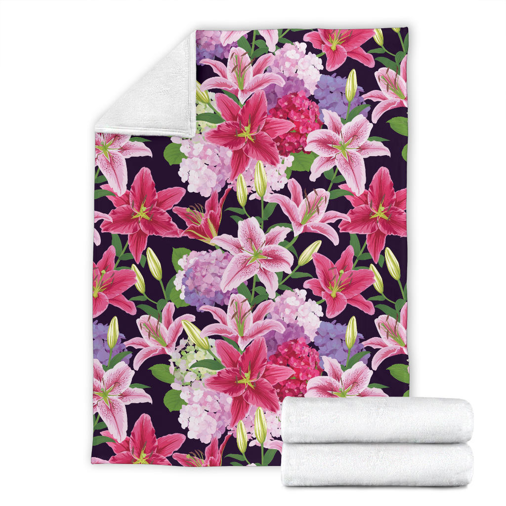 Lily Pattern Print Design LY017 Fleece Blanket