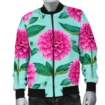 Dahlia Pattern Print Design DH08 Men Bomber Jacket