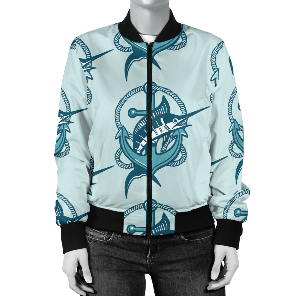 Swordfish Pattern Print Design 03 Women's Bomber Jacket