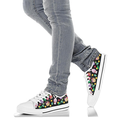Easter Eggs Pattern Print Design RB05 White Bottom Low Top Shoes