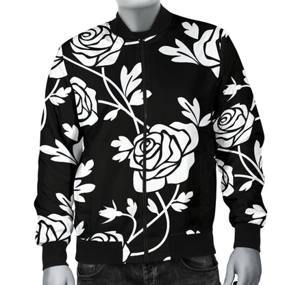 Rose Pattern Print Design RO013 Men Bomber Jacket