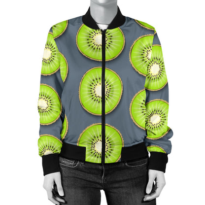 Kiwi Pattern Print Design KW06 Women Bomber Jacket