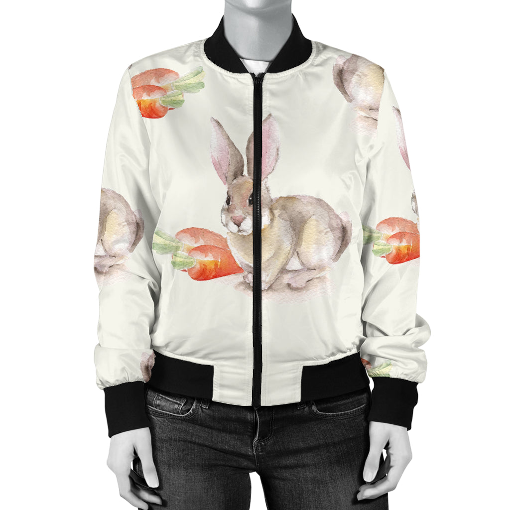 Rabbit Pattern Print Design 01 Women's Bomber Jacket