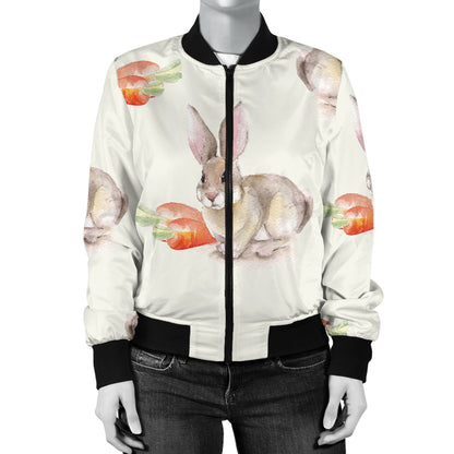 Rabbit Pattern Print Design 01 Women's Bomber Jacket