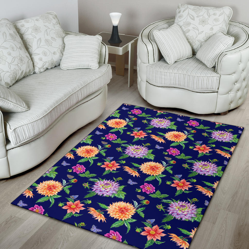 Dahlia Pattern Print Design DH010 Area Rugs