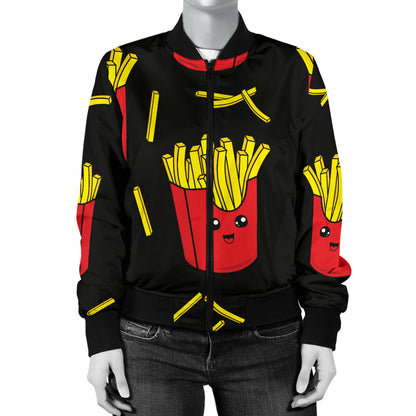 French Fried Pattern Print Design 03 Women's Bomber Jacket