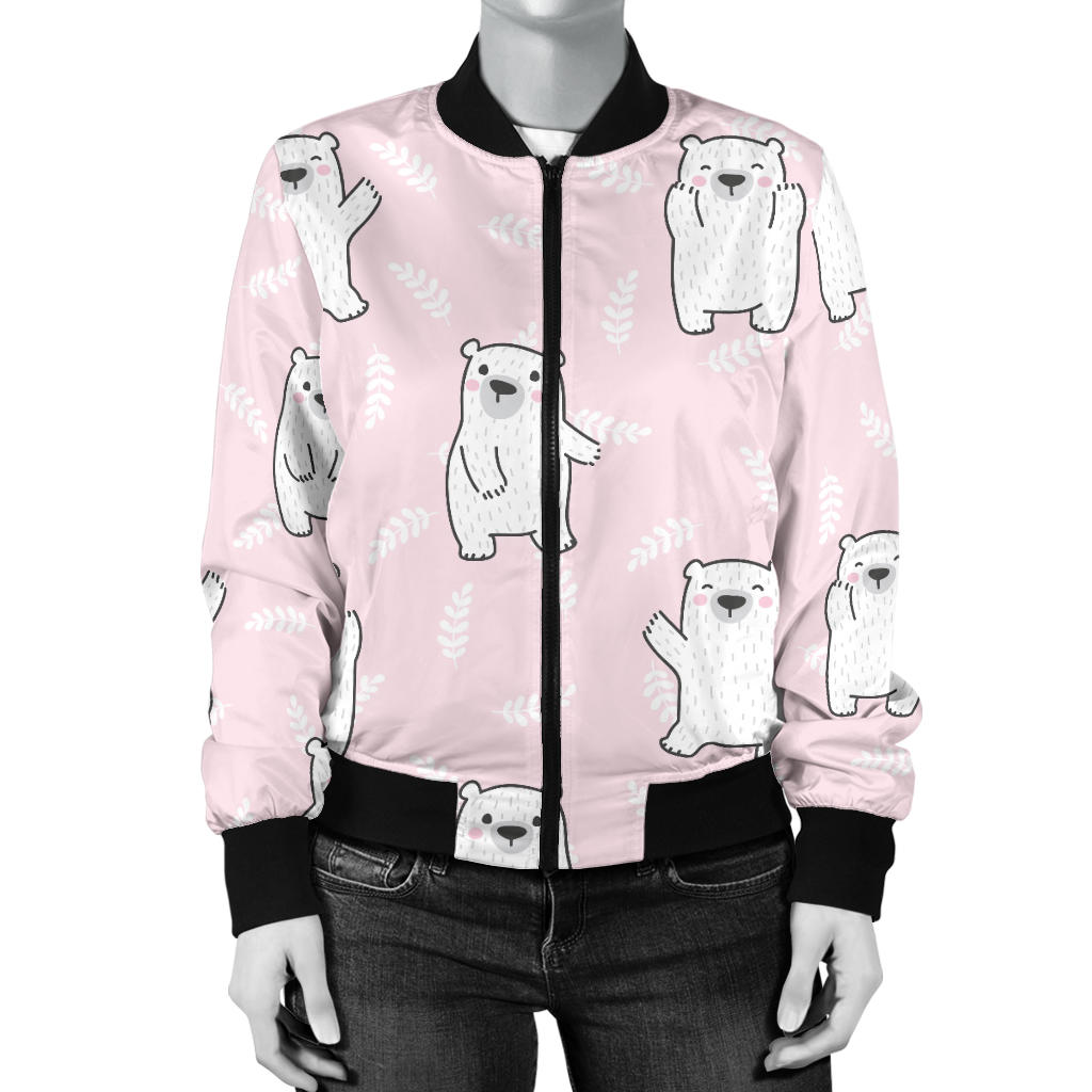 Polar Bear Pattern Print Design PB09 Women Bomber Jacket