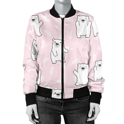 Polar Bear Pattern Print Design PB09 Women Bomber Jacket
