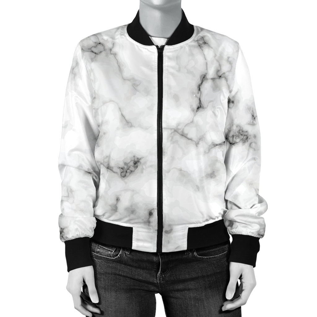Marble Pattern Print Design 01 Women's Bomber Jacket
