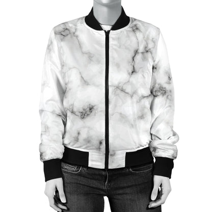 Marble Pattern Print Design 01 Women's Bomber Jacket