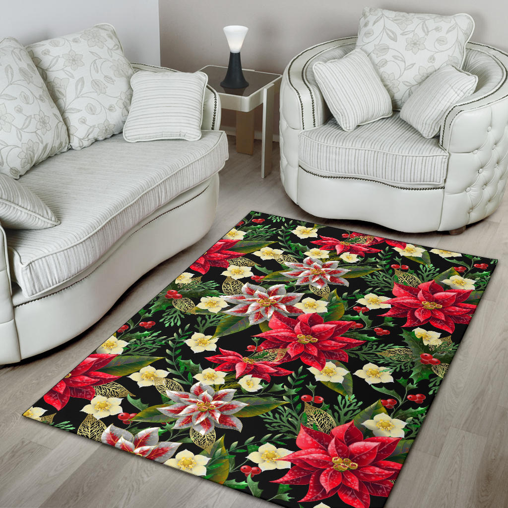 Poinsettia Pattern Print Design POT05 Area Rugs