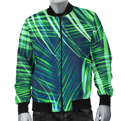 Palm Leaves Pattern Print Design PL02 Men Bomber Jacket