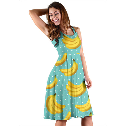 Banana Pattern Print Design BA02 Midi Dress