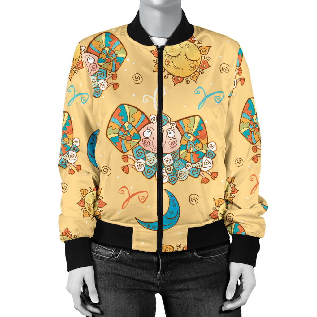 Aries Zodiac Pattern Print Design 03 Women's Bomber Jacket