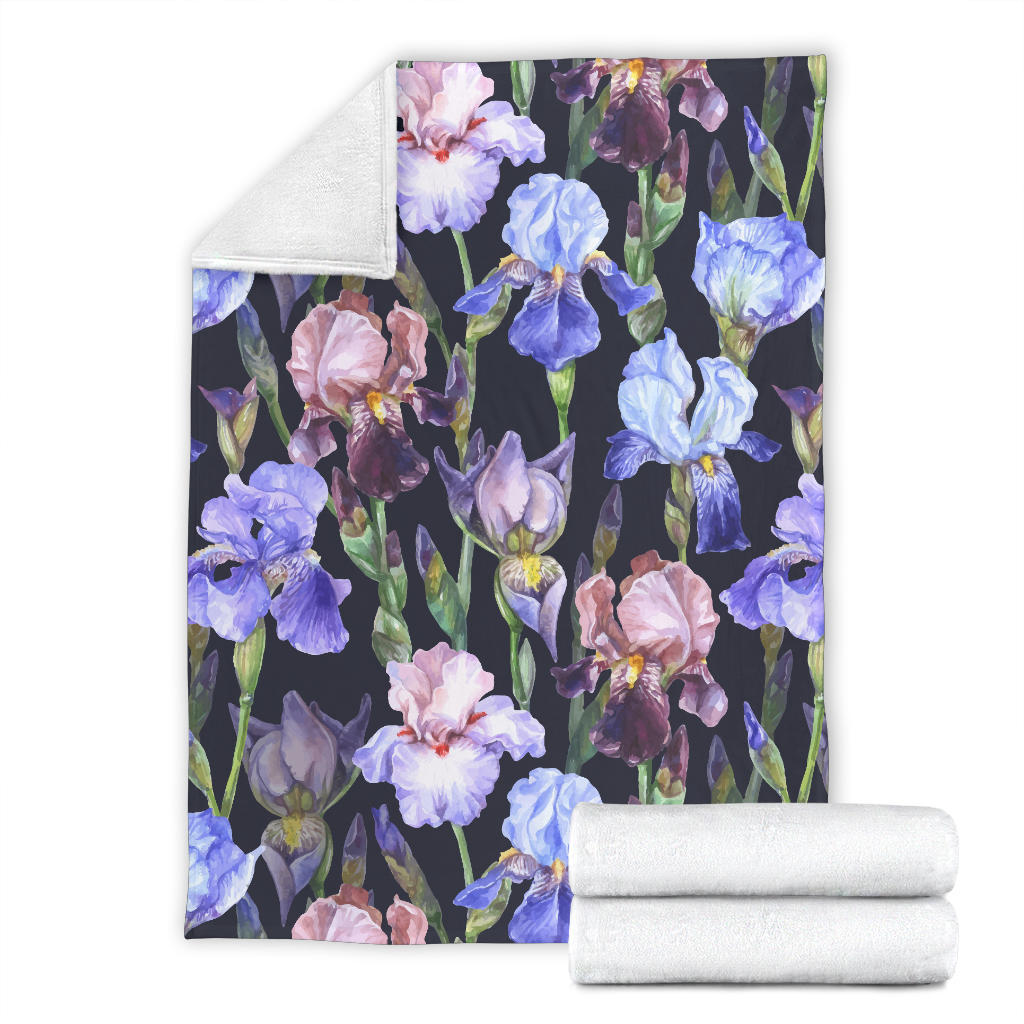 Iris Pattern Print Design IR04 Fleece Blanket