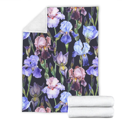Iris Pattern Print Design IR04 Fleece Blanket