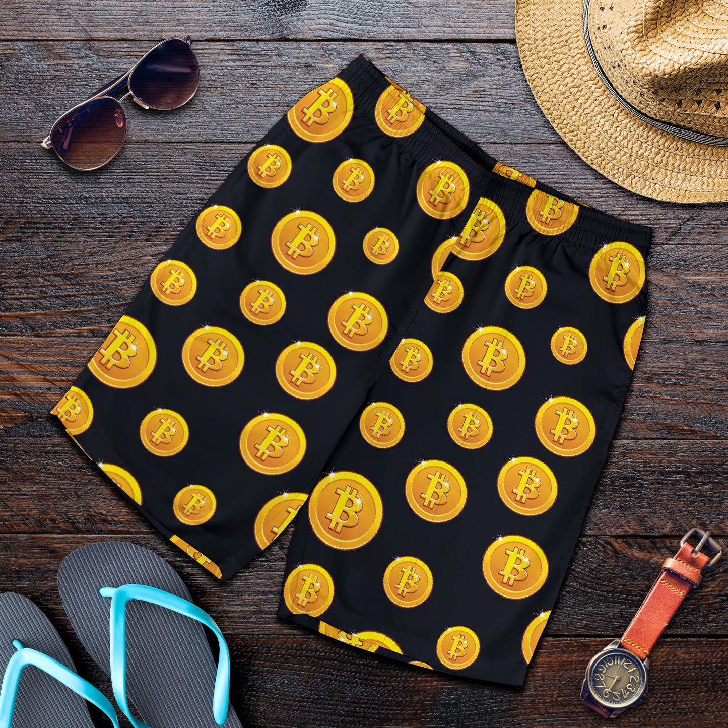 Bitcoin Pattern Print Design DO04 Mens Shorts