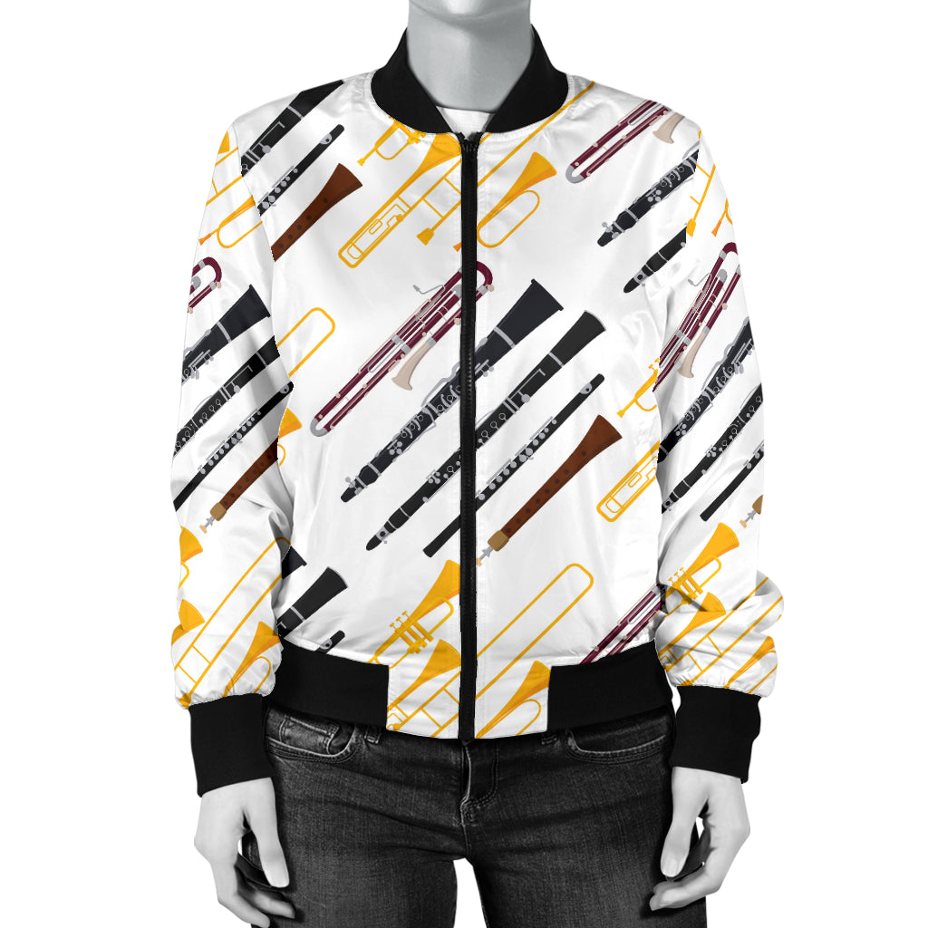 Clarinet Pattern Print Design 01 Women's Bomber Jacket