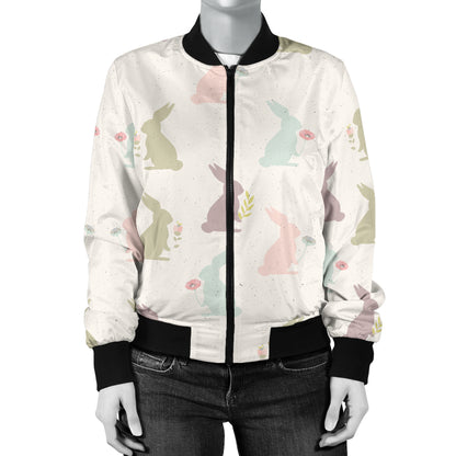 Bunny Pattern Print Design 05 Women's Bomber Jacket