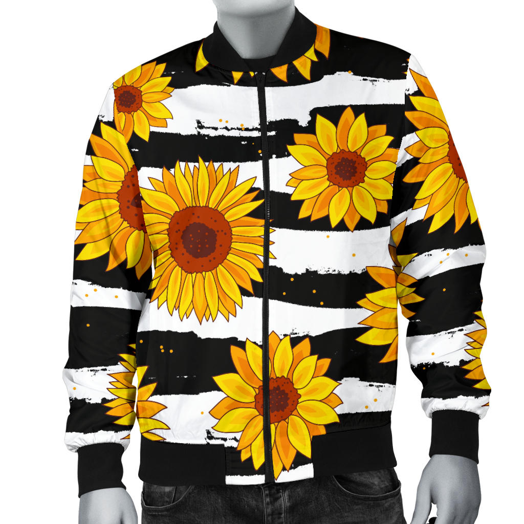 Sunflower Pattern Print Design SF010 Men Bomber Jacket