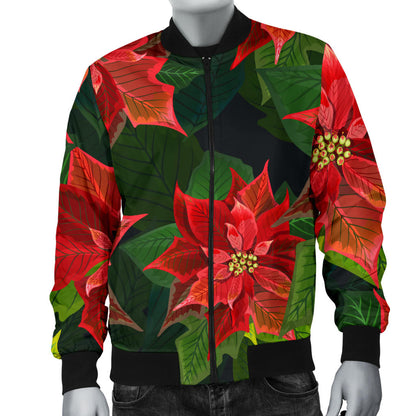Poinsettia Pattern Print Design POT04 Men Bomber Jacket