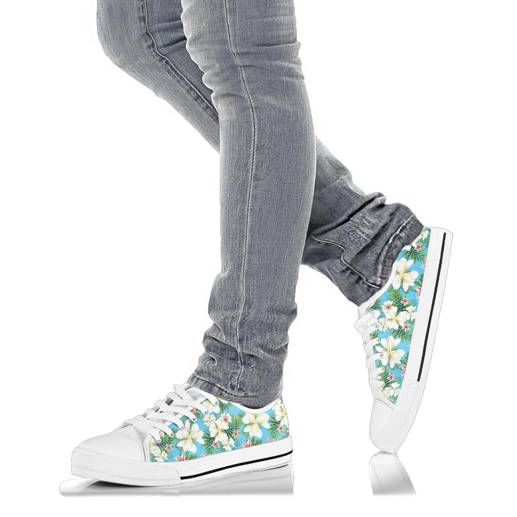 Plumeria Pattern Print Design PM028 White Bottom Low Top Shoes