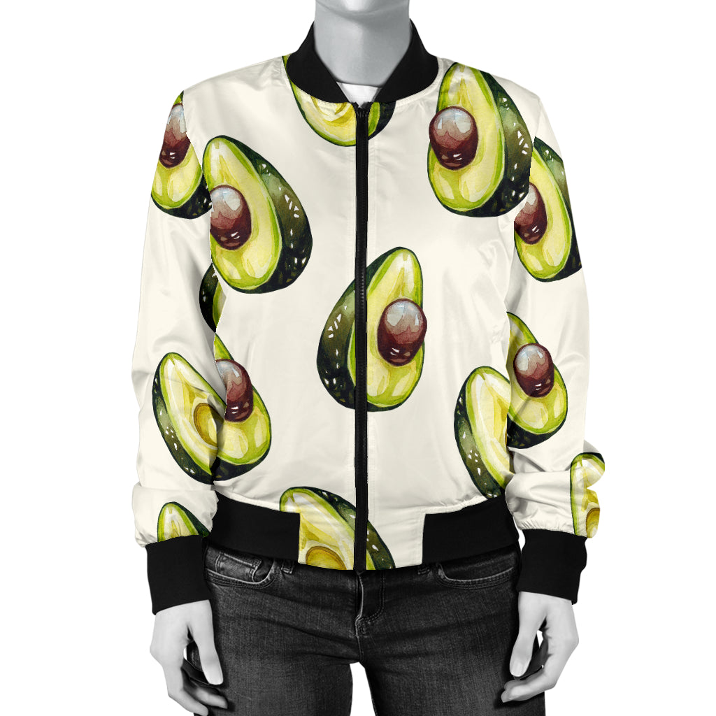 Avocado Pattern Print Design 01 Women's Bomber Jacket