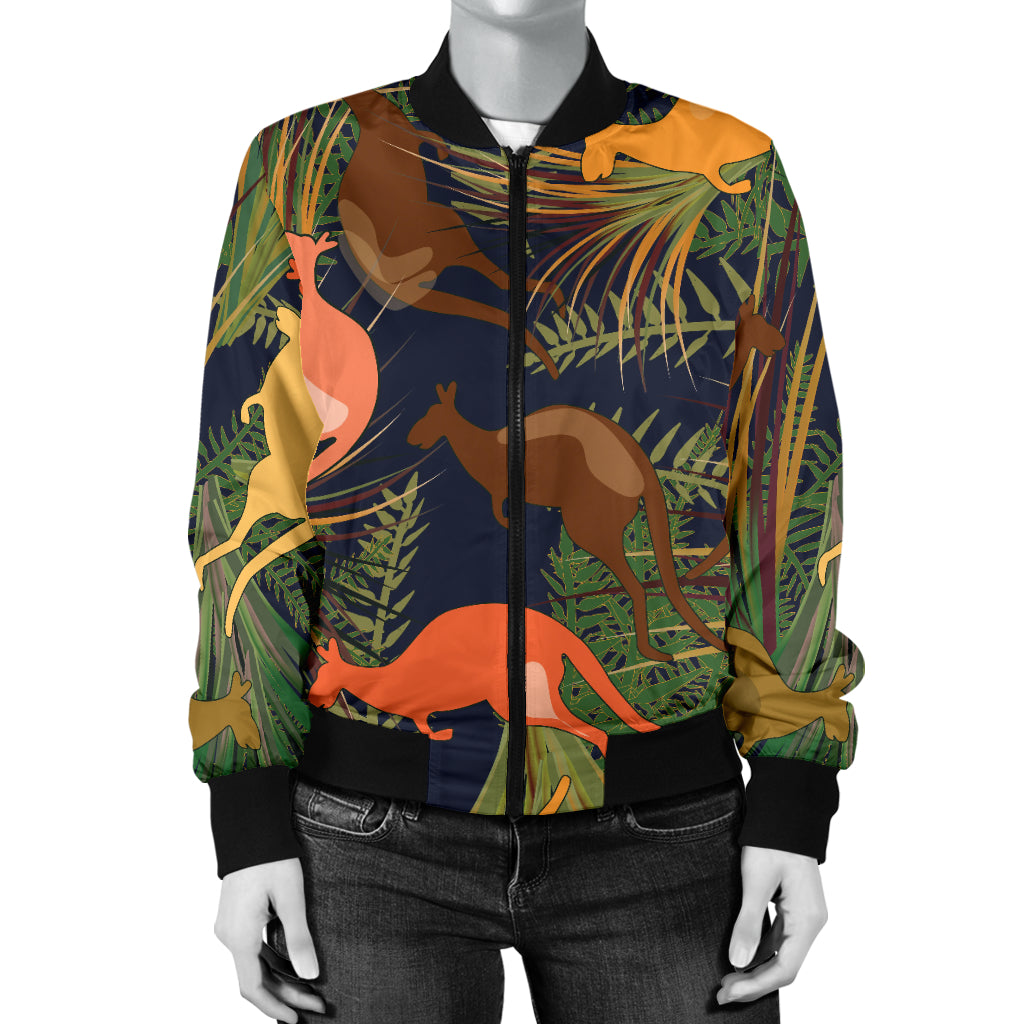 Kangaroos Pattern Print Design 07 Women's Bomber Jacket