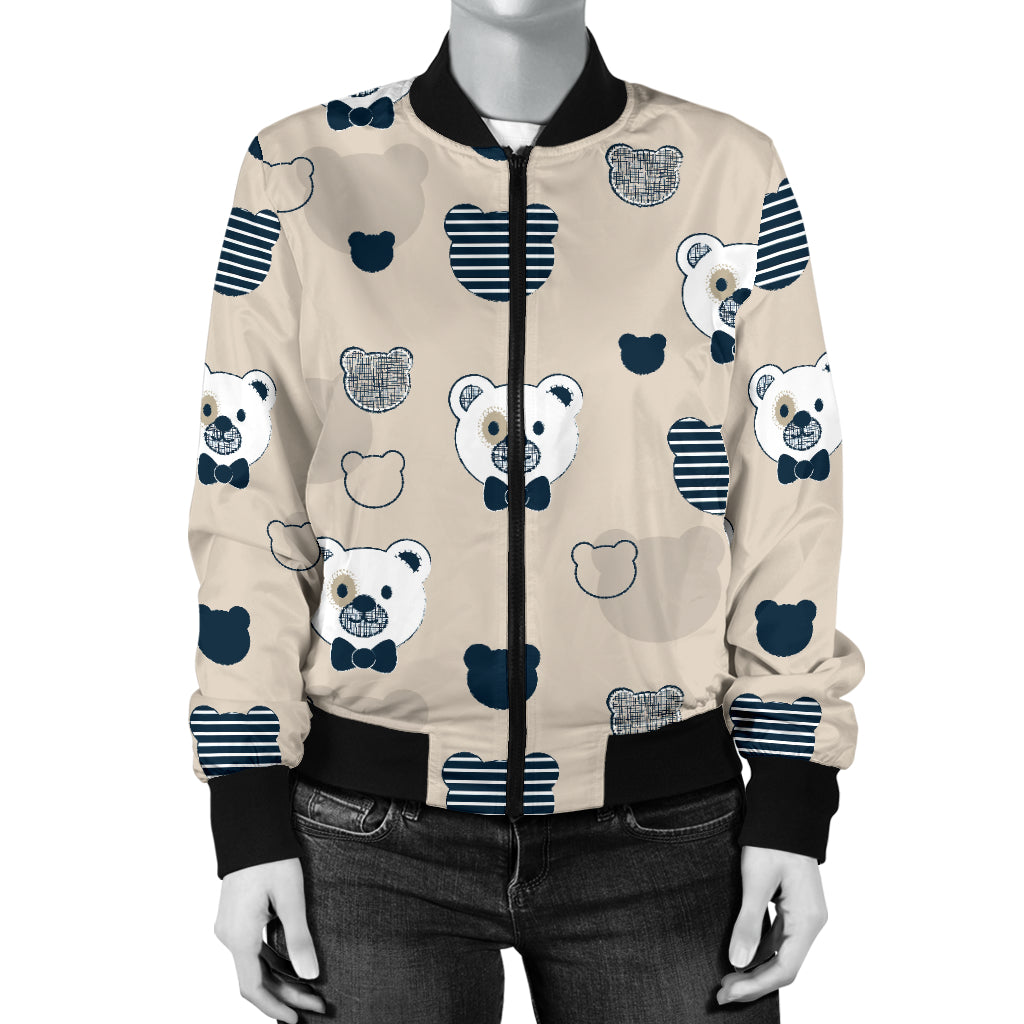 Bear Pattern Print Design 05 Women's Bomber Jacket