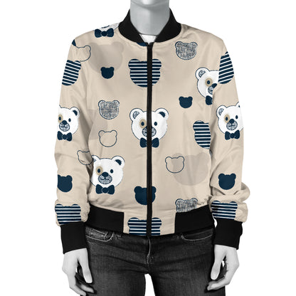Bear Pattern Print Design 05 Women's Bomber Jacket