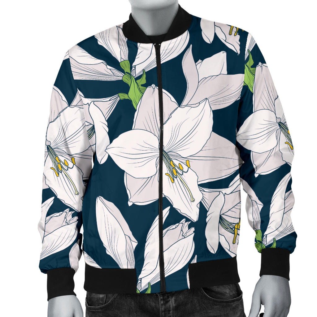Amaryllis Pattern Print Design AL02 Men Bomber Jacket