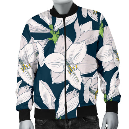 Amaryllis Pattern Print Design AL02 Men Bomber Jacket