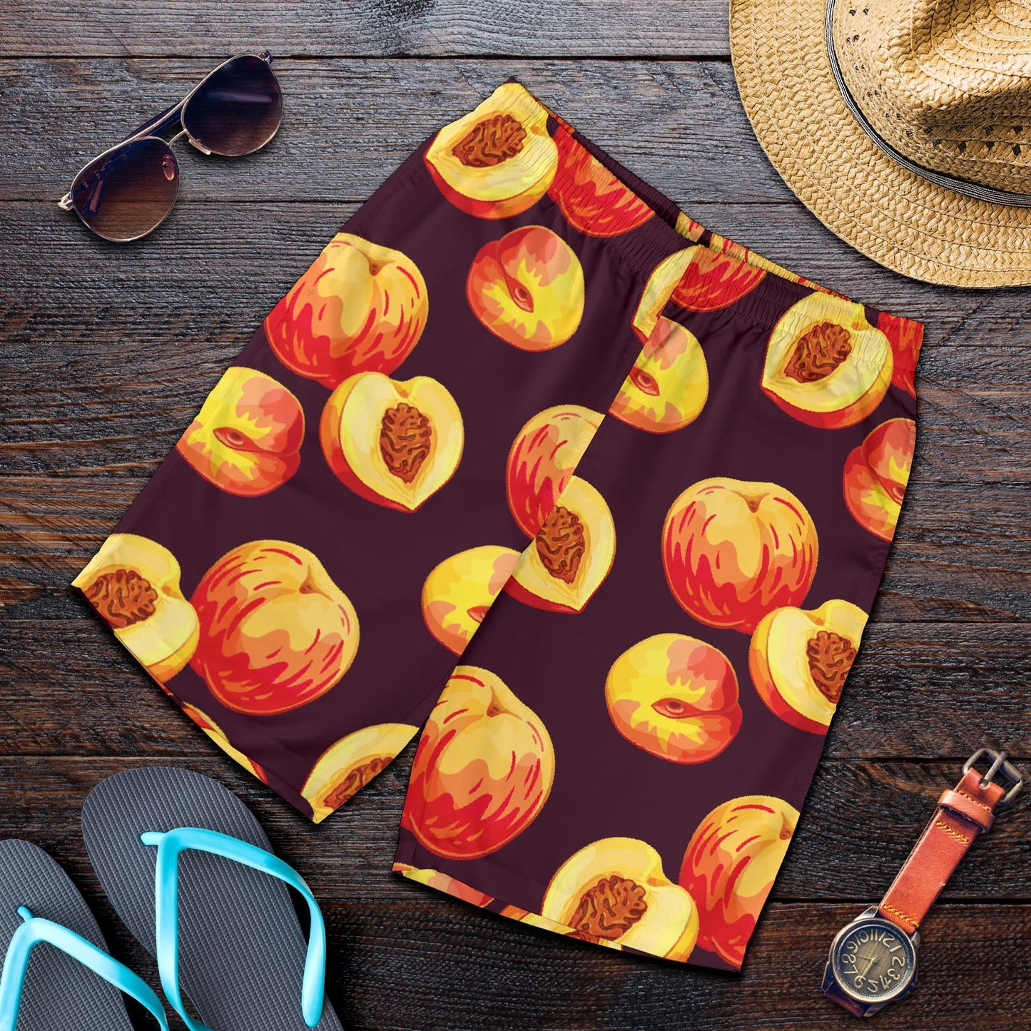 Peach Pattern Print Design A04 Mens Shorts
