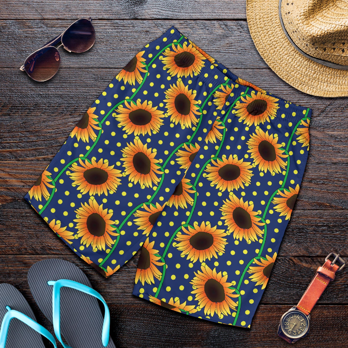 Sunflower Pattern Print Design SF03 Mens Shorts