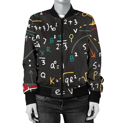 Math Pattern Print Design 04 Women's Bomber Jacket