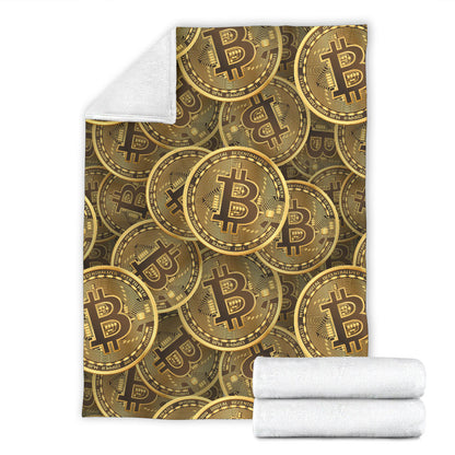 Bitcoin Pattern Print Design DO01 Fleece Blanket