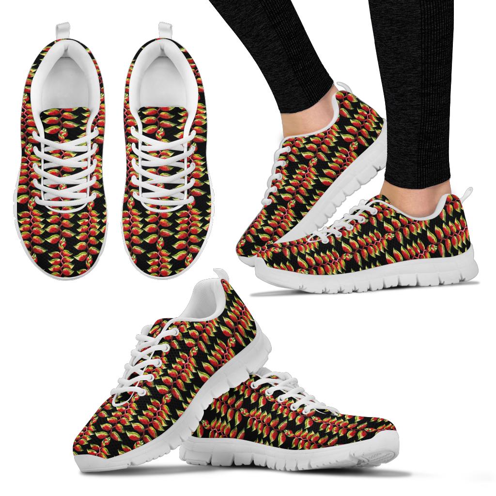 Heliconia Pattern Print Design HL05 Sneakers White Bottom Shoes