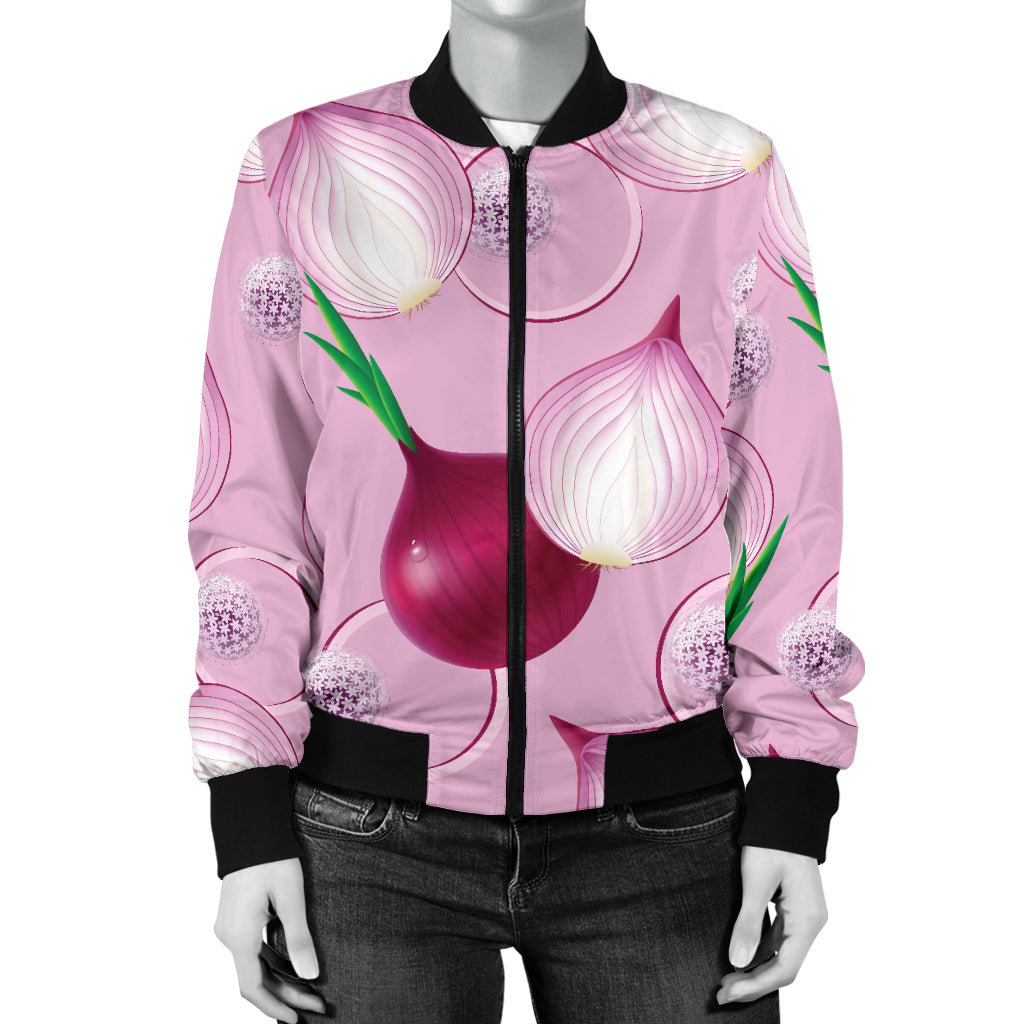 Onion Pattern Print Design A01 Women's Bomber Jacket