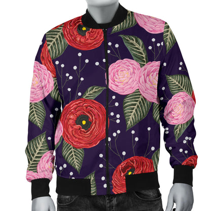 Camellia Pattern Print Design CM02 Men Bomber Jacket