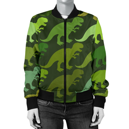 T Rex Pattern Print Design A03 Women's Bomber Jacket