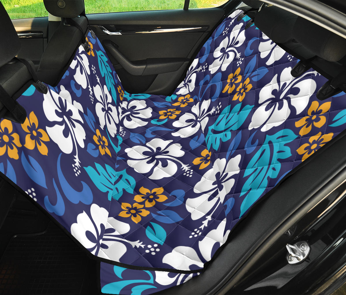Hibiscus Pattern Print Design HB030 Rear Dog  Seat Cover