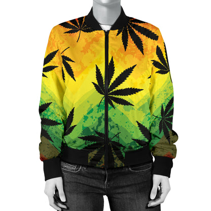 Rasta Pattern Print Design A02 Women's Bomber Jacket