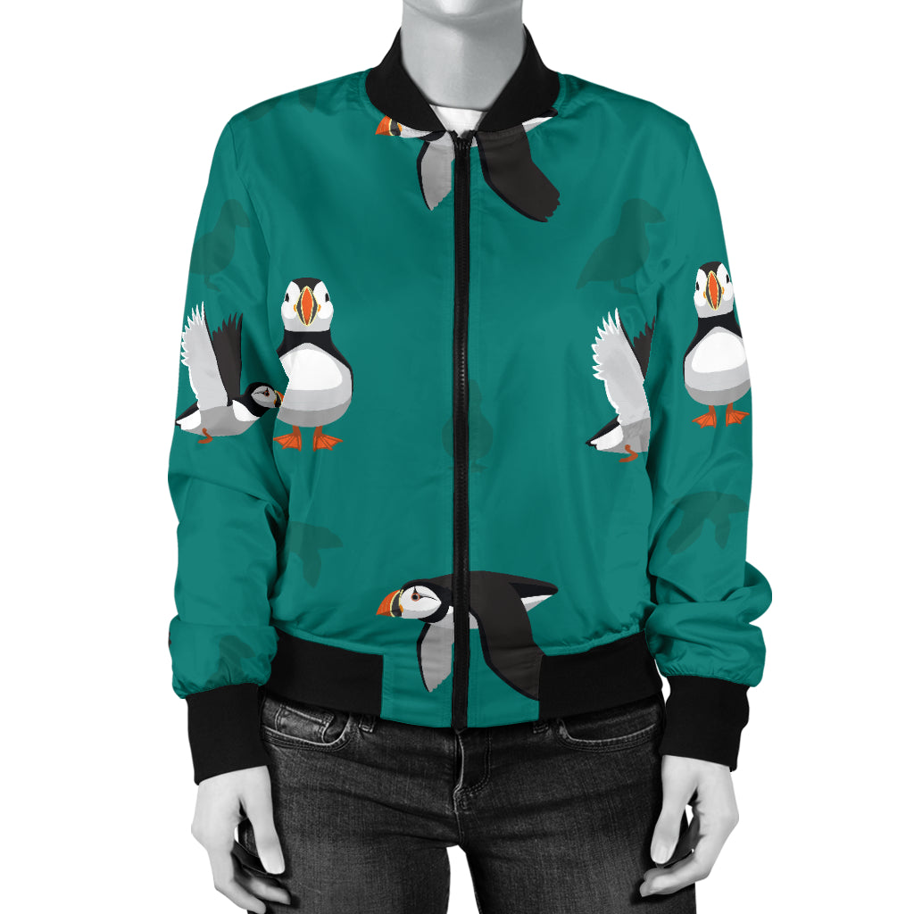Puffin Pattern Print Design A02 Women's Bomber Jacket