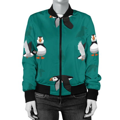 Puffin Pattern Print Design A02 Women's Bomber Jacket
