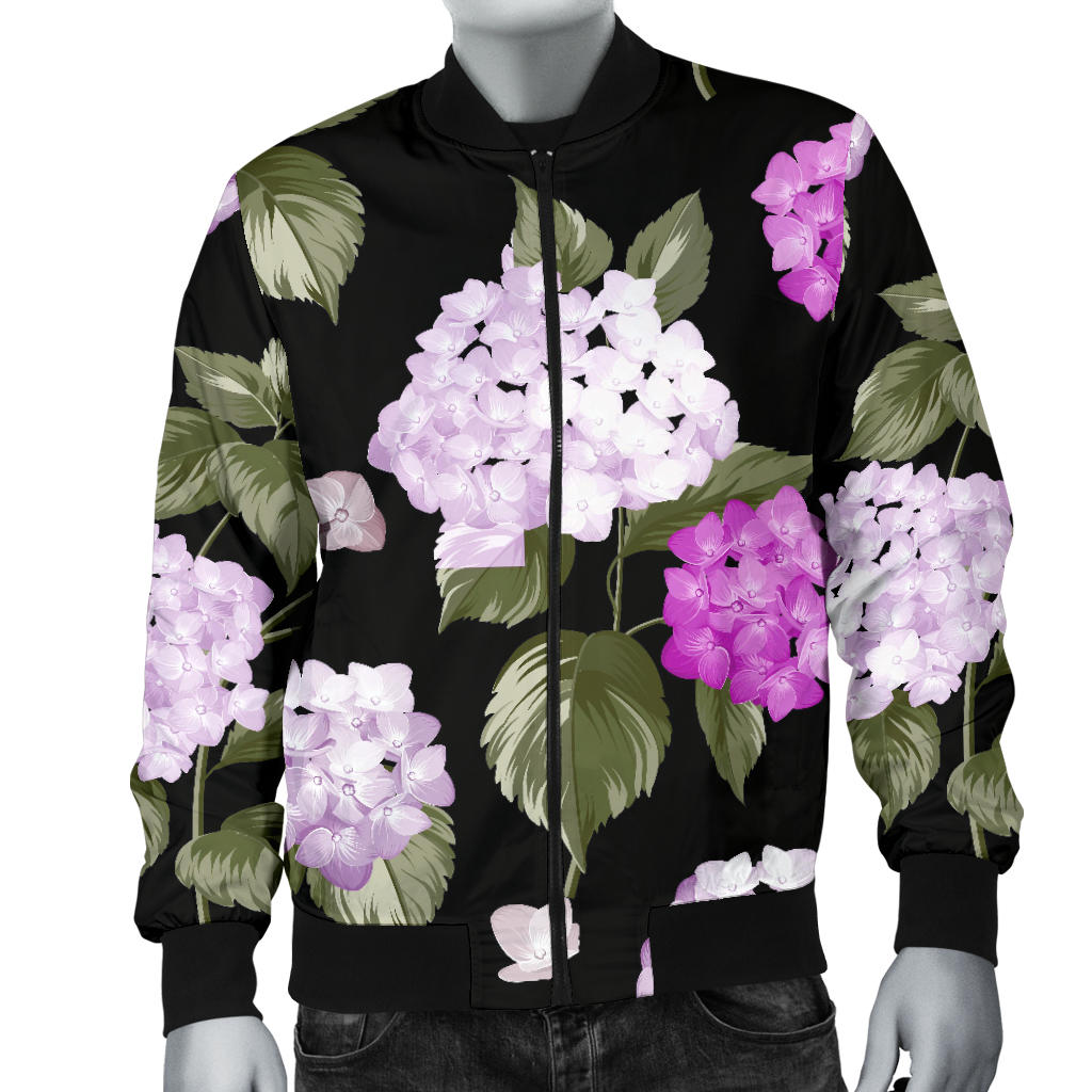 Hydrangea Pattern Print Design HD011 Men Bomber Jacket