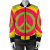 Peace Sign Pattern Print Design A01 Women's Bomber Jacket