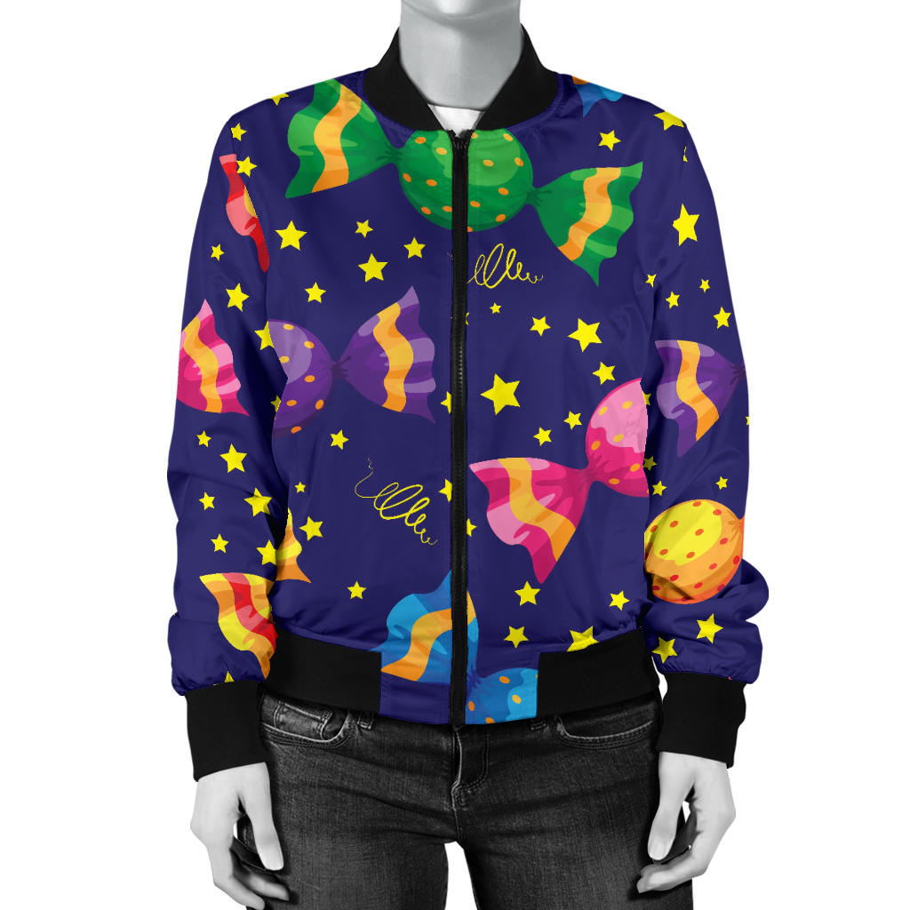 Candy Pattern Print Design CA06 Women Bomber Jacket