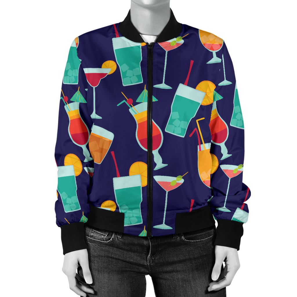 Cocktail Pattern Print Design 06 Women's Bomber Jacket