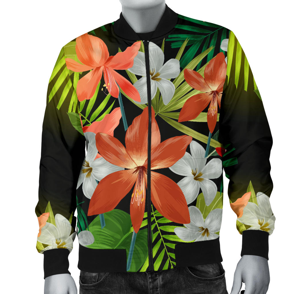 Amaryllis Pattern Print Design AL07 Men Bomber Jacket
