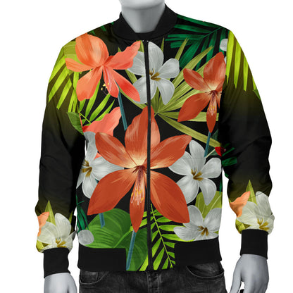 Amaryllis Pattern Print Design AL07 Men Bomber Jacket